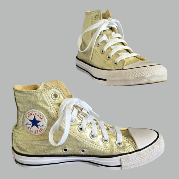Converse Chuck Taylor All Star Hi Top Metallic Light Gold 153178F Women 6 Men 4 - Picture 1 of 12
